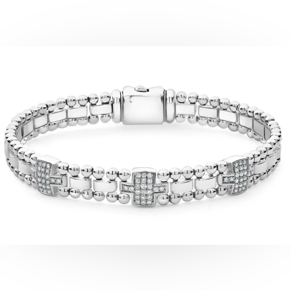 LAGOS Spark 3 Station SS Diamond Link Bracelet. Brand New With Tag Smal Size